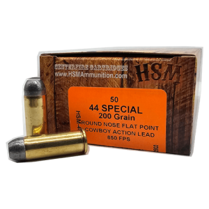 44 Special – HSM Cowboy Action 200 Grain Lead Round Nose FP – 50 Rounds