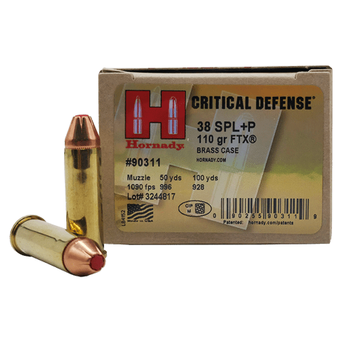38 Special – Hornady Critical Defense 110 Grain FTX +P – 25 Rounds