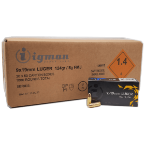 9mm - Igman 124 Grain Full Metal Jacket - 1000 Rounds