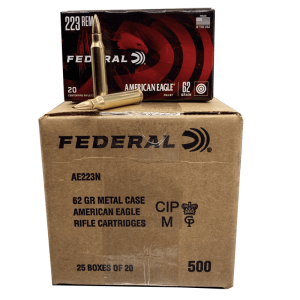 223 Rem - Federal American Eagle 62 Gr. FMJ 500 rd. Case