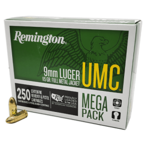 9mm - Remington UMC 115 Grain FMJ 250 Rds. Mega Pack