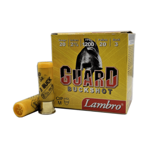 20 Gauge – Lambro 2-3/4″ Guard #3 Buckshot – 25 Rounds