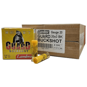20 Gauge – Lambro 2-3/4″ Guard #3 Buckshot – 250 Rounds