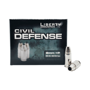 9mm – Liberty Civil Defense 50 Grain +P Hollow Point – 20 Rounds
