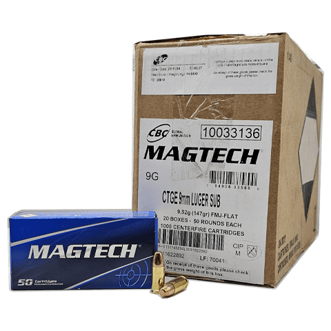 9mm – Magtech 147 Grain Full Metal Jacket Subsonic – 1000 Rounds