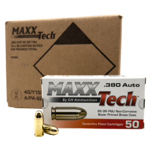 380 Auto – MaxxTech 95 Grain Full Metal Jacket – 500 Rounds