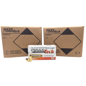 9mm – MaxxTech 115 Grain FMJ Brass Case – 1000 Rounds