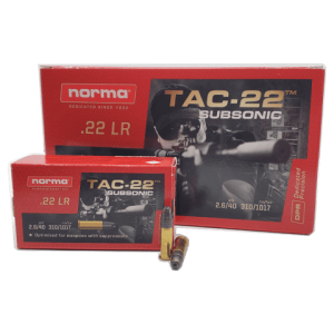 22 Long Rifle - Norma Tac-22 Subsonic 40 Grain Lead Hollow Point - 500 Rounds