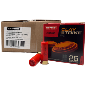 12 Gauge – Norma Clay Strike 2-3/4″ 7-1/2 Shot – 250 Rounds