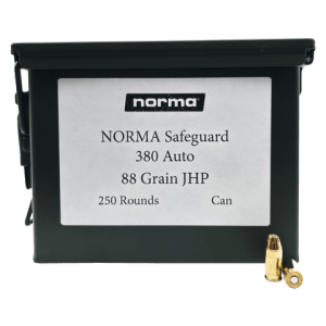 380 Auto – Norma Safeguard JHP 88 Grain – 250 Rounds