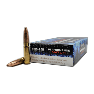 300 Blackout – Corbon Performance Match 220 Grain Subsonic FMJ – 20 Rounds
