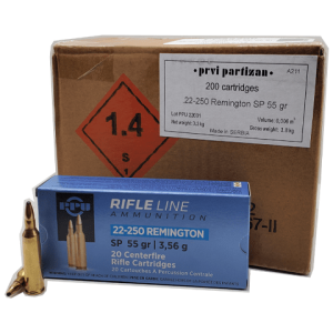 22-250 Rem - PPU Rifle Line 55 Grain Soft Point - 200 Round Case