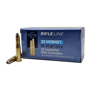 22 Hornet – PPU Rifle Line 45 Grain Soft Point – 50 Rounds