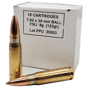 7.62x39 - PPU Brass Case 123 Grain Full Metal Jacket