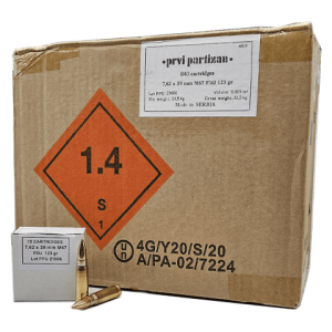 7.62×39 – PPU Brass Case 123 Grain FMJ – 840 Rounds