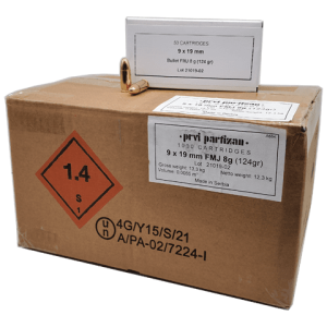 9mm - Prvi Partizan 124 Grain Full Metal Jacket 1,000 Round Case