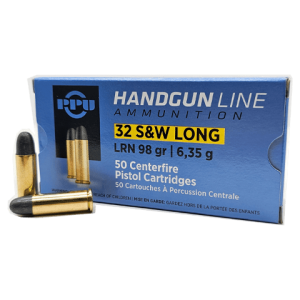 32 S&W Long – PPU Handgun Line 98 Grain Lead Round Nose