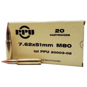 7.62x51 NATO - PPU 145 Grain M80 Full Metal Jacket