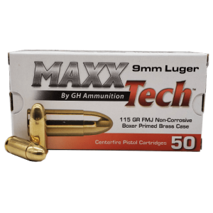 9mm - MaxxTech 115 Grain FMJ Brass Case