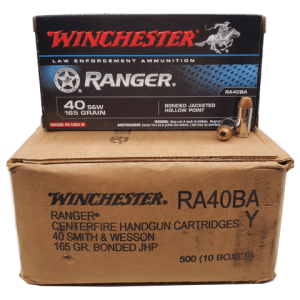 40 S&W - Winchester Ranger 165 Grain BJHP Case