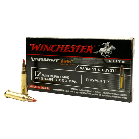 17 Win Super Mag – Winchester Varmint HV 20 Grain Polymer Tip – 50 Rounds