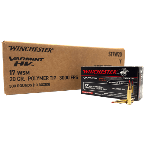 17 Win Super Mag – Winchester Varmint HV 20 Grain Polymer Tip – 500 Rounds