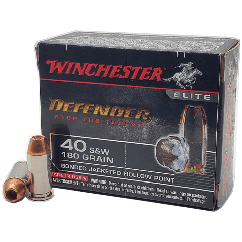 40 S&W - Winchester Elite Defender 180 Grain JHP - 20 Rounds