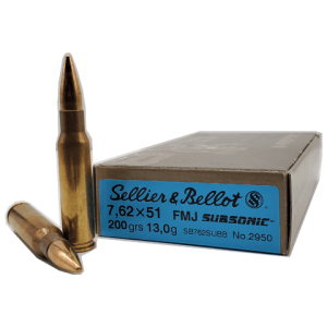 7.62x51 NATO - Sellier & Bellot 200 Grain Subsonic FMJ - 20 Rounds