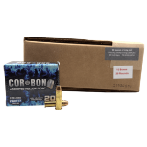 38 Special – CorBon 110 Grain +P Jacketed Hollow Point – 200 Rounds