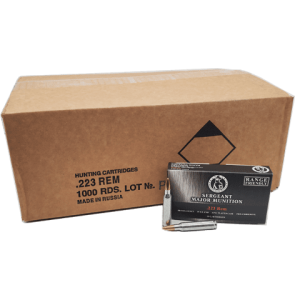 223 Rem - Sgt. Major 55 Grain FMJ Zinc Plated Steel Case 1,000 Rds.
