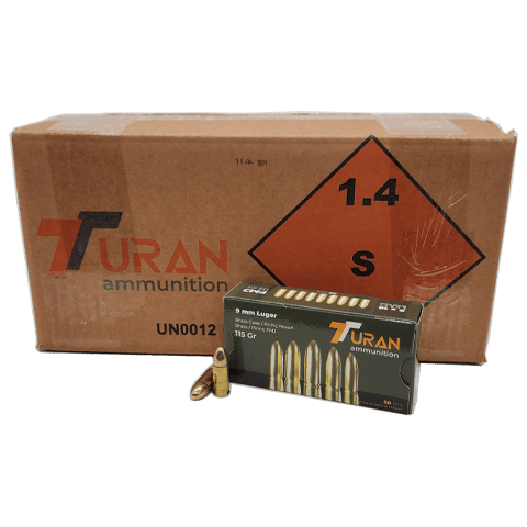 9mm - Turan 115 Grain FMJ 1000 Round Case