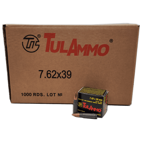 7.62x39 - TulAmmo 122 Grain FMJ Steel Case 1,000 Rds.