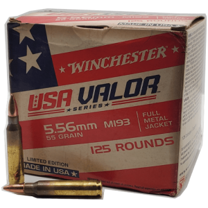 5.56 Nato - Winchester Valor 55 Grain XM193 FMJ - 125 Rounds