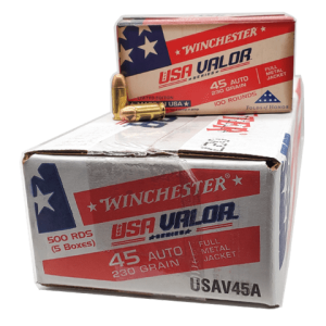 45 Auto - Winchester Valor 230 Grain Full Metal Jacket - 500 Rounds