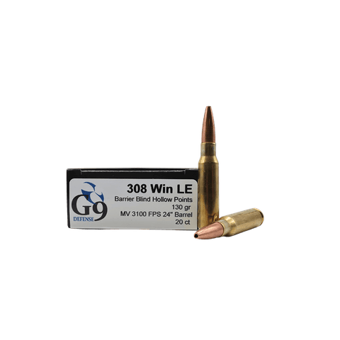 308 Win – G9 Defense 130 Grain Barrier Blind Hollow Point – 20 Rounds