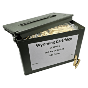 308 Win – Wyoming Cartridge 147 Grain Full Metal Jacket – 500 Round Can