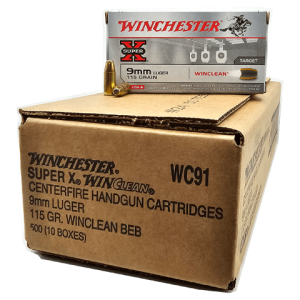 9mm - Winchester 115 Grain Winclean Brass Enclosed Base - 500 Rounds