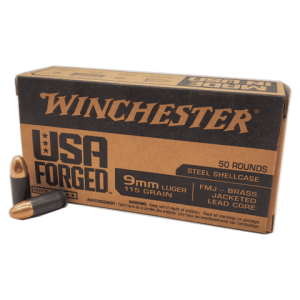 9mm - Winchester Forged 115 Grain Brass Jacketed Steel Case