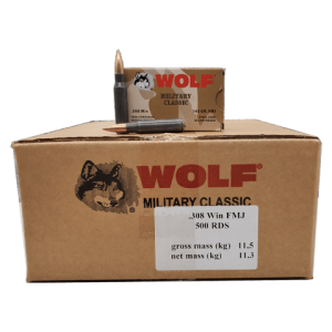 308 Win - Wolf Military Classic 145 Gr. FMJ 500 rd. case