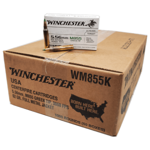 5.56 NATO - Winchester / Lake City 62 Grain M855 Green Tip Case