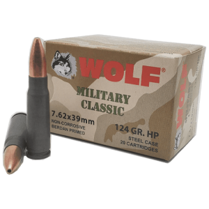 7.62x39 - Wolf Military Classic 124 Grain Hollow Point Steel Case