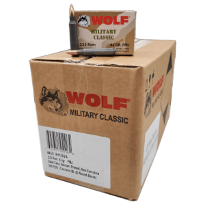 223 Rem - Wolf Military Classic 62 Gr. Steel Case FMJ 500 Rds.
