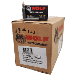 223 Rem - Wolf Polyformance 62 Gr. FMJ 500 Round Case