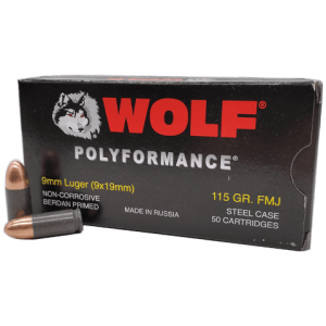 9mm - Wolf Polyformance 115 GR. FMJ Steel Case