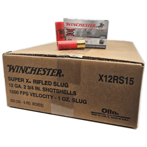 12 Gauge – Winchester 2-3/4″ Super-X 1 oz Hollow Point Rifled Slug – 250 Rounds