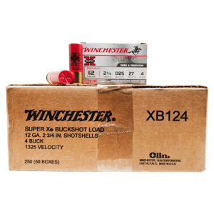 12 Gauge – Winchester 2-3/4″ Super X #4 Buck Shot – 250 Rounds