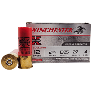 12 Gauge – Winchester 2-3/4″ Super X #4 Buck Shot – 5 Rounds