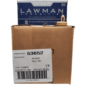 40 S&W - Speer Lawman 180 Grain TMJ Case